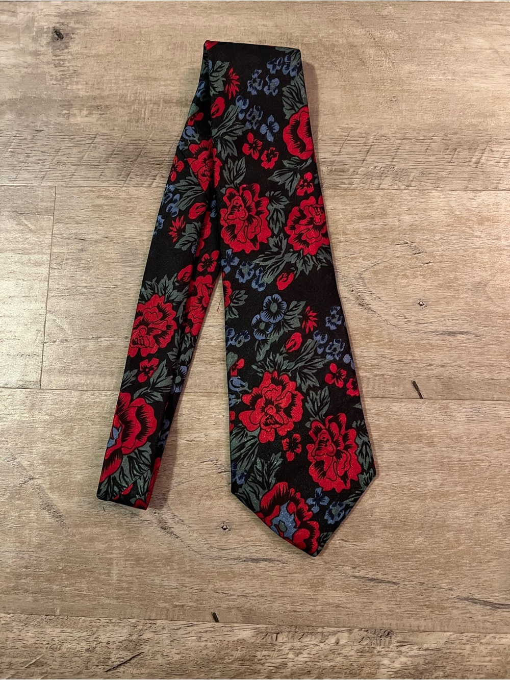 Oleg Cassini & Tango by Max Raab Men's Woven Silk Tie Floral Red Blue Green